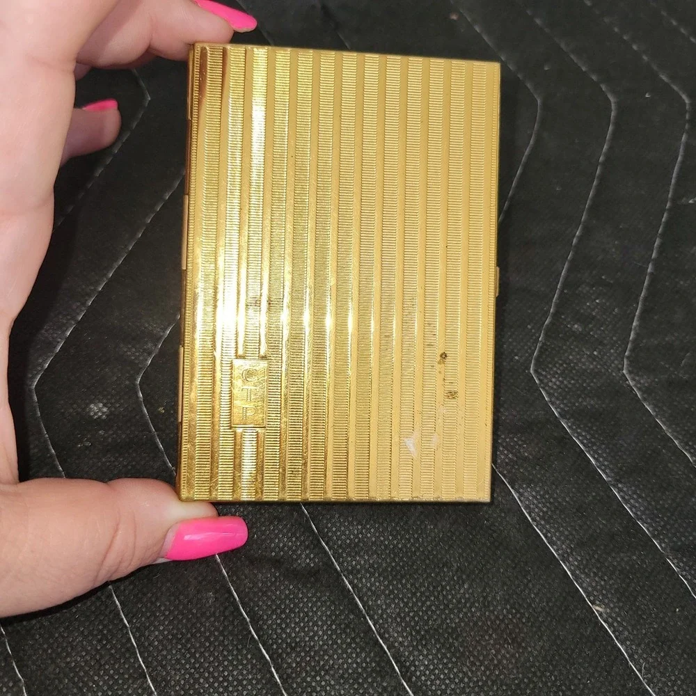 Vintage Art Deco Gold Tone Cigarette Case Holder Keeper CTP